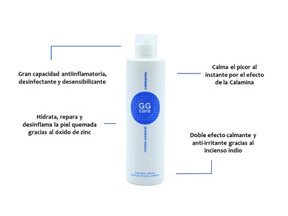 Loción calmante para piel sensible de GGCare, ideal para calmar el picor y reparar la piel dañada.